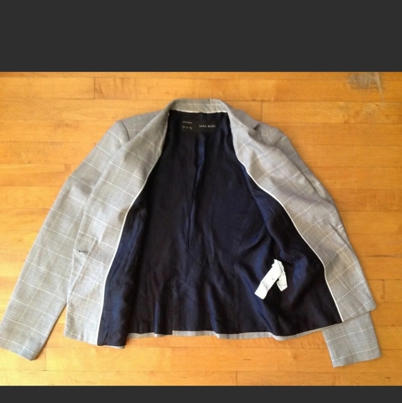 ZARA Basic Women's Gray Plaid Blazer Size Large - Picture 6 of 9